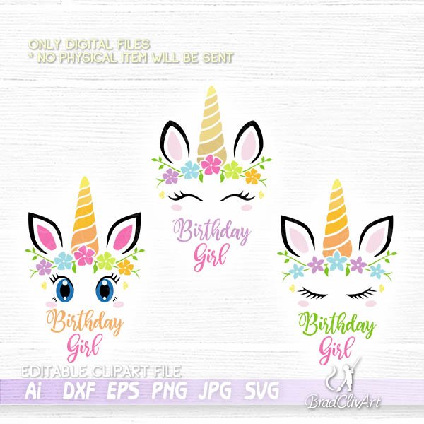 Download Birthday Girl Unicorn with Flower Crown Costume Design File - Vxels SVG and Vector Cutting File Shop