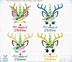 christmas unicorn svg