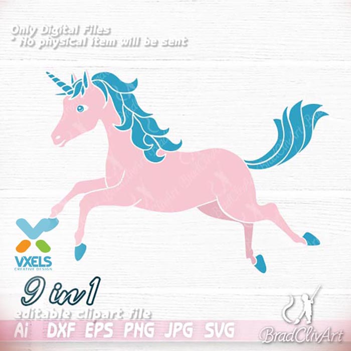 Silhouette unicorn SVG bundle color 9 in 1 logo, icon ...