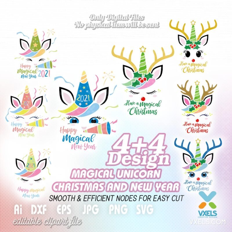Happy New Year and Merry Christmas Unicorn Theme 2021 Have a Magical ...