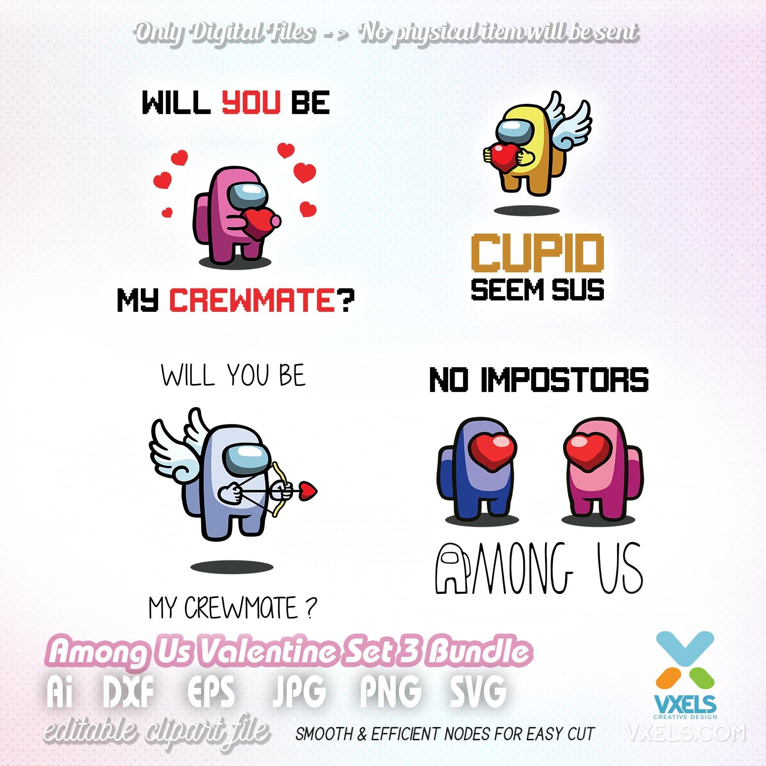 among us Can't spell sus without us | Valentines Among Us PNG JPG