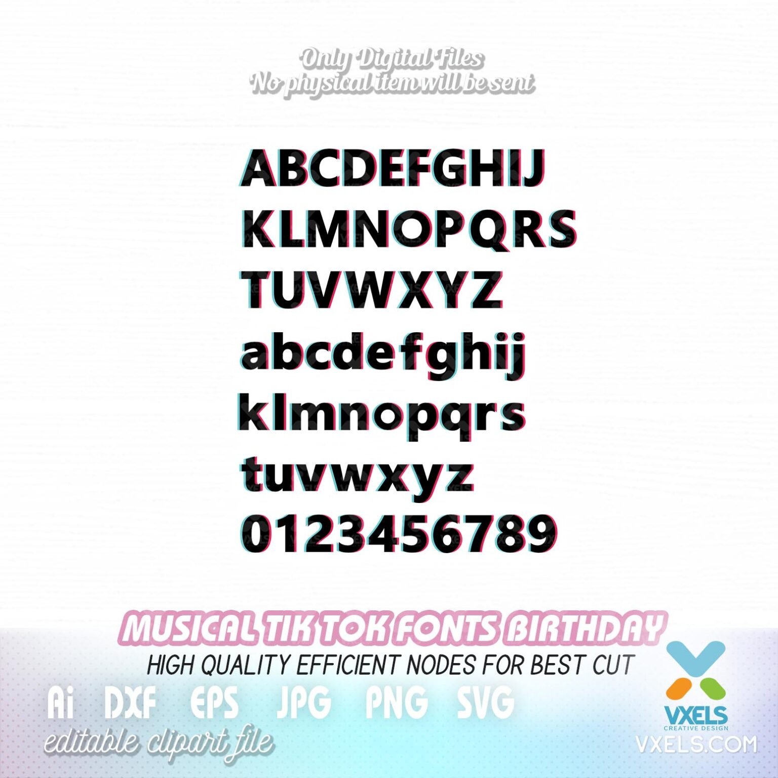 Download Tiktok Alphabet Bundle SVG Fonts | Numbers 4 Tik Tok character clip art