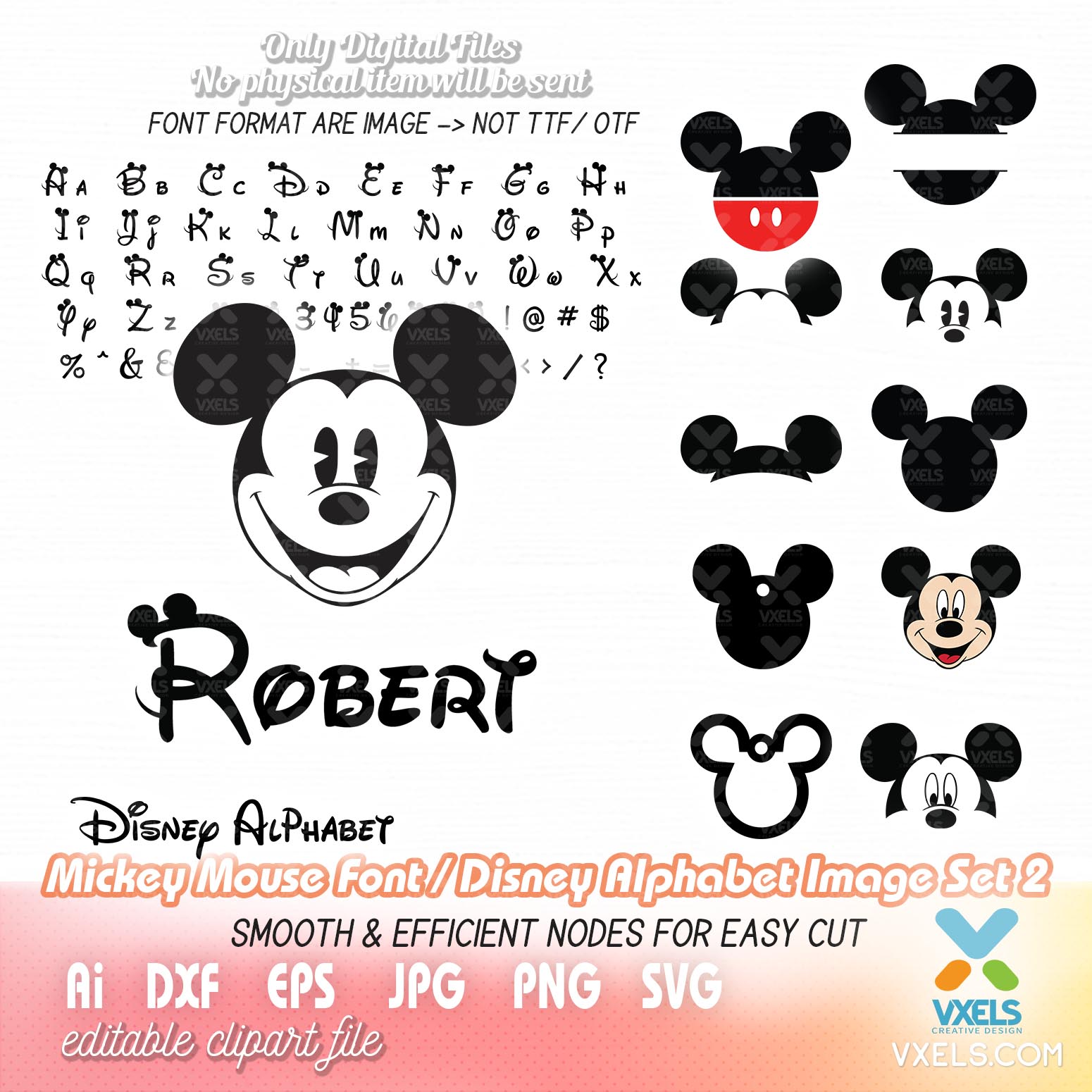 Mickey Mouse Alphabet Disney Font SVG Bundle Name Banner Set 20 For Disney Letter Template