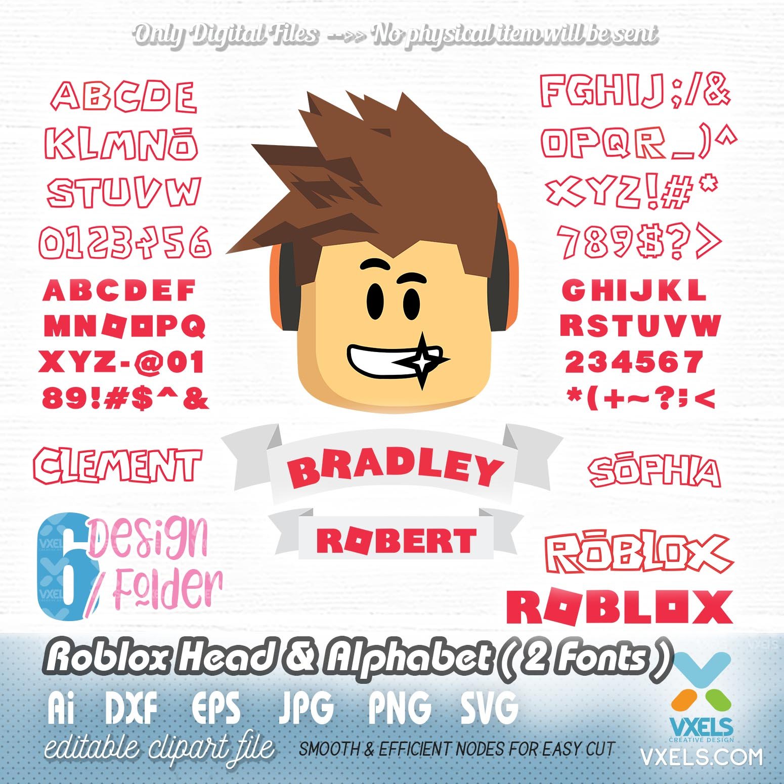 Roblox Head With Alphabet Image Fonts Roblox Birthday Template - how to get roblox font for cricut