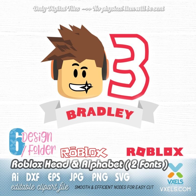 roblox head with alphabet image fonts roblox birthday template