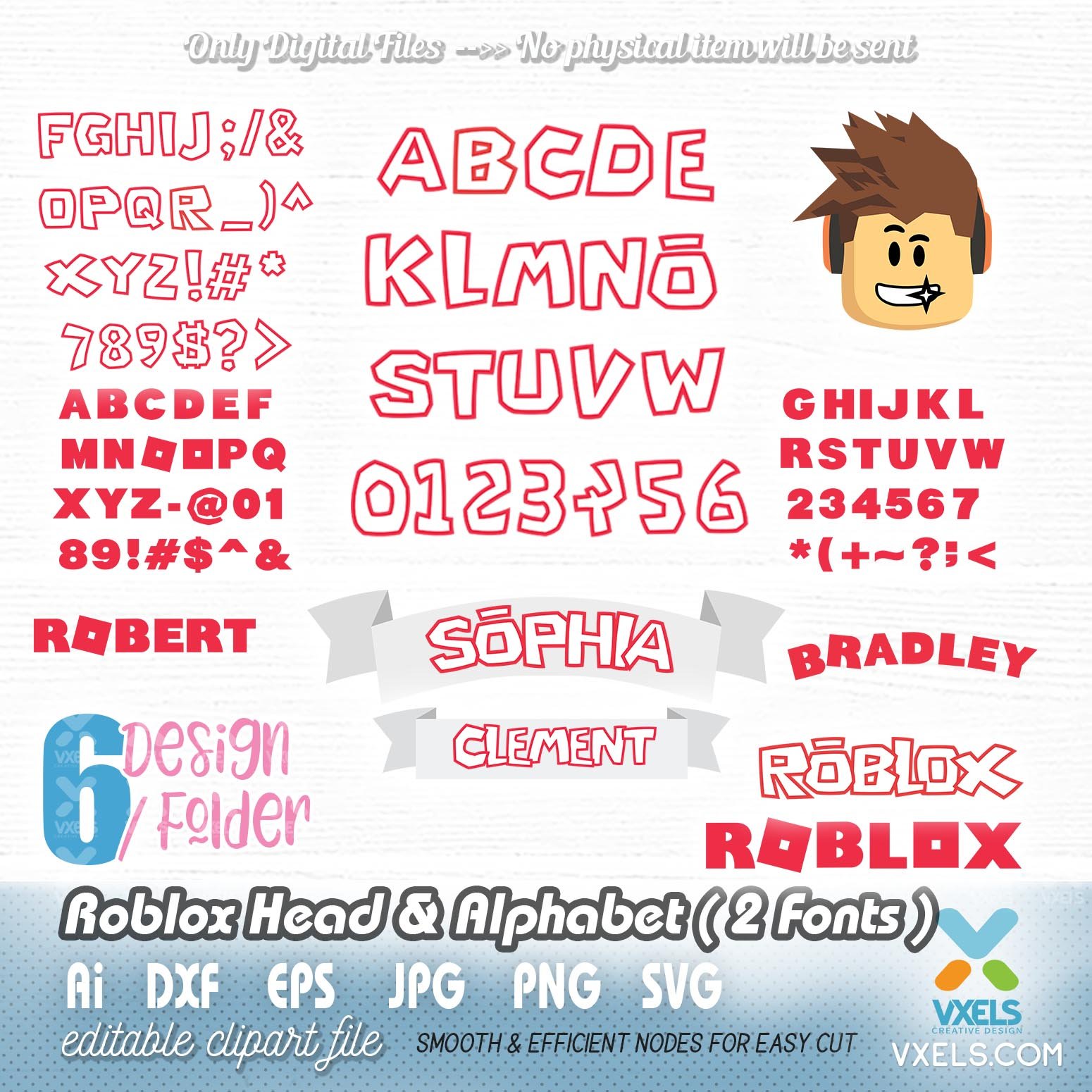 Roblox Head With Alphabet Image Fonts Roblox Birthday Template - svg free roblox character svg