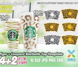 leopard starbucks cup svg